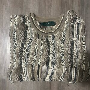 Tundra Men's Crewneck Sweater - Brown and Cream